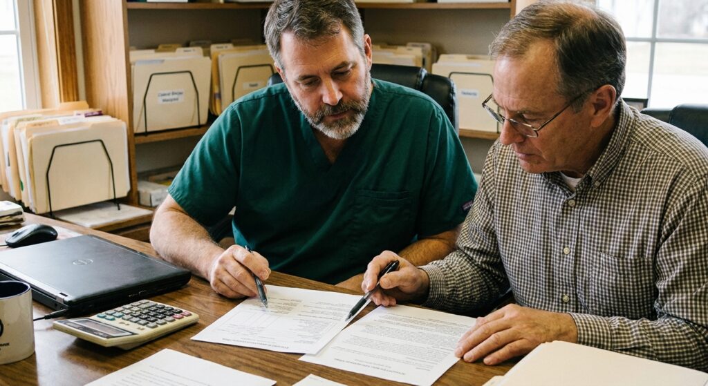 Veterinarian and a CPA comparing asset-sale and stock-sale structure options