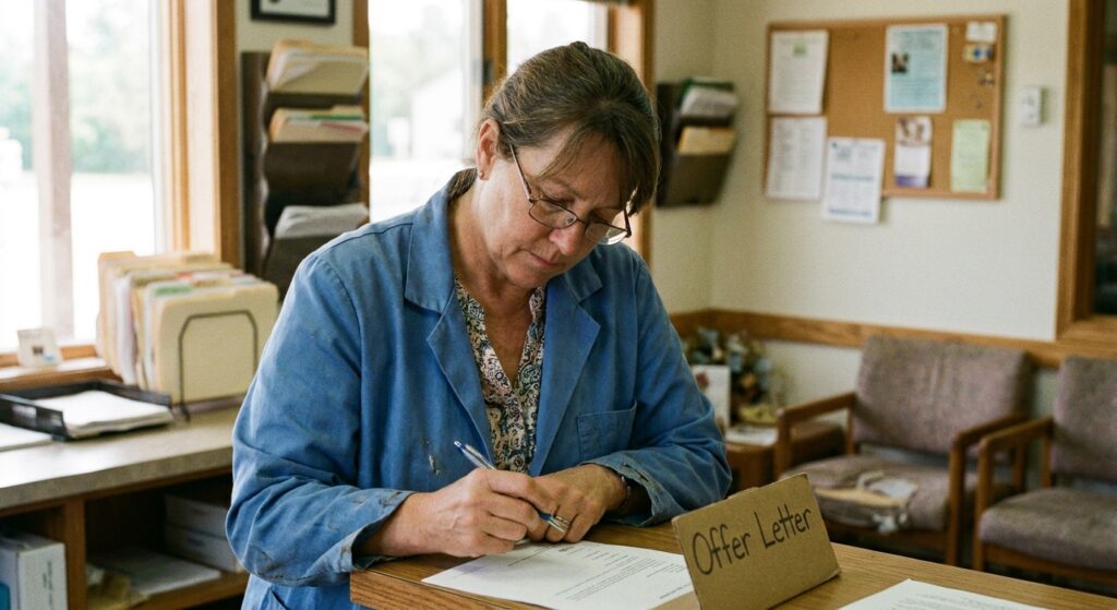 Veterinarian reviewing an acquisition offer for their practice