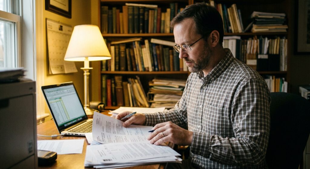 Veterinarian reviewing an acquisition offer for their practice