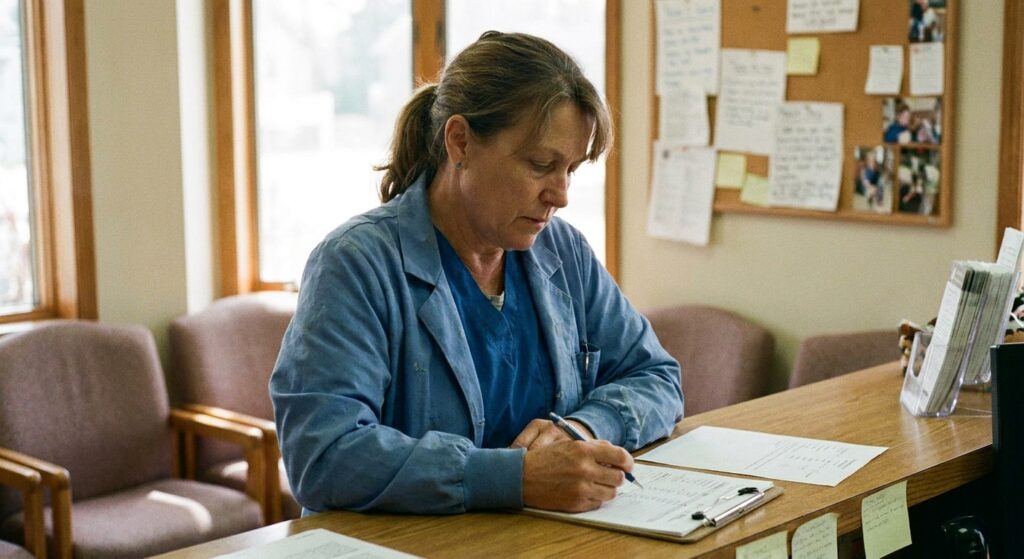Veterinarian reviewing an acquisition offer for their practice