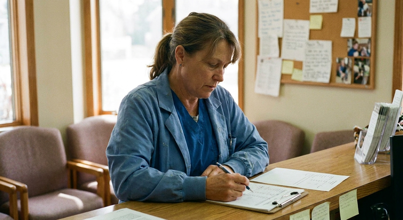 Veterinarian reviewing an acquisition offer for their practice