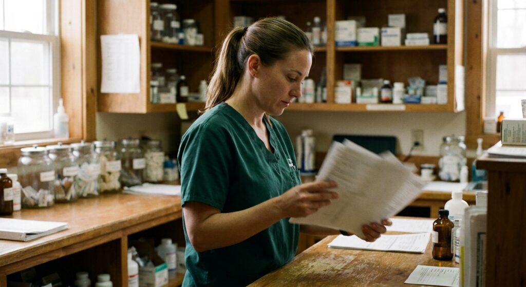 Veterinarian reviewing an acquisition offer for their practice