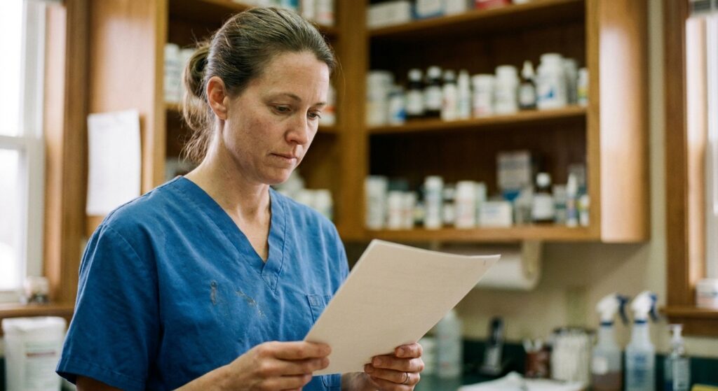 Veterinarian reviewing an acquisition offer for their practice