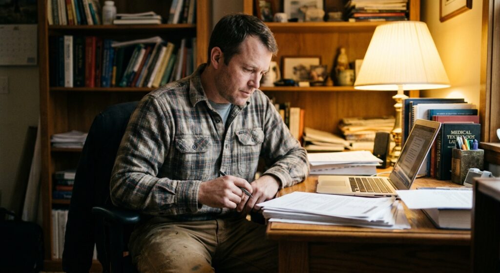 Veterinarian reviewing an acquisition offer for their practice