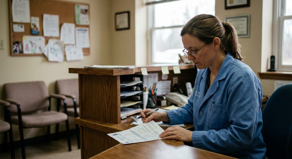 Veterinarian reviewing an acquisition offer for their practice