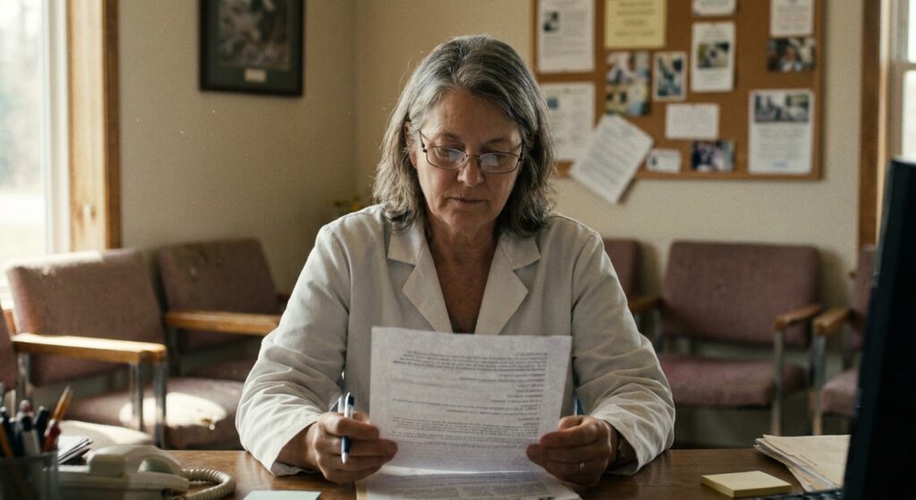 Veterinarian reviewing an acquisition offer for their practice