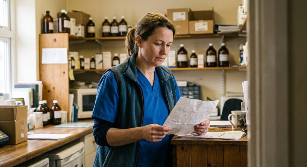 Veterinarian reviewing an acquisition offer for their practice