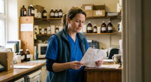 Veterinarian reviewing an acquisition offer for their practice