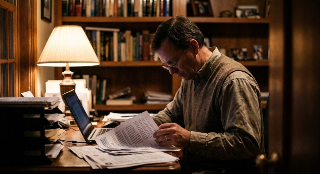 Veterinarian reviewing an acquisition offer for their practice