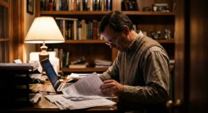 Veterinarian reviewing an acquisition offer for their practice