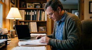 Veterinarian reviewing an acquisition offer for their practice