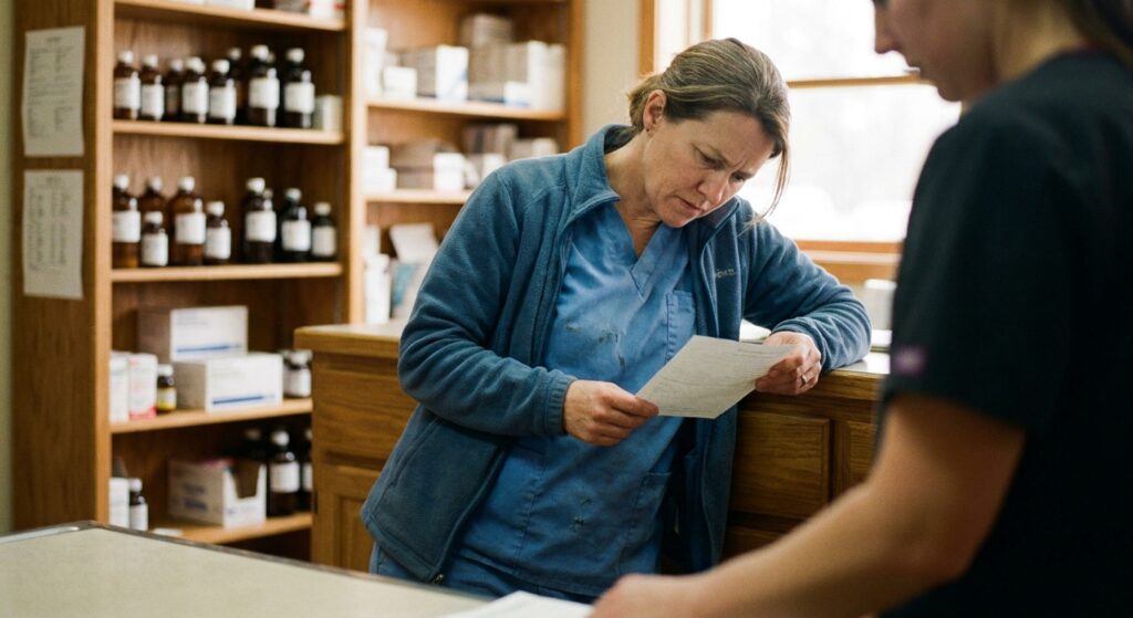 Veterinarian reviewing an acquisition offer for their practice