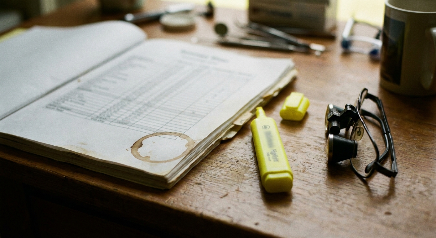 Dental practice financial records on a desk