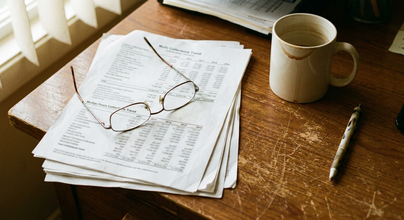 Dental practice financial records on a desk