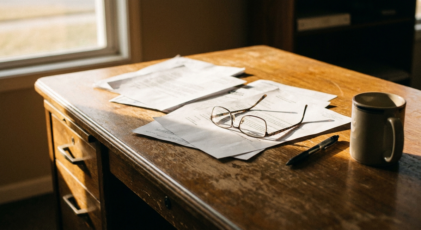 Dental practice financial records on a desk