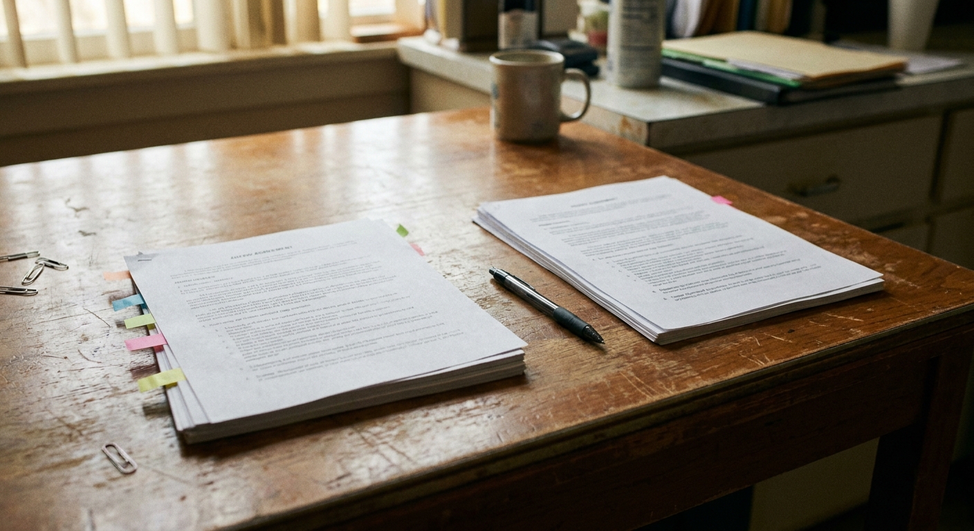 Dental practice financial records on a desk