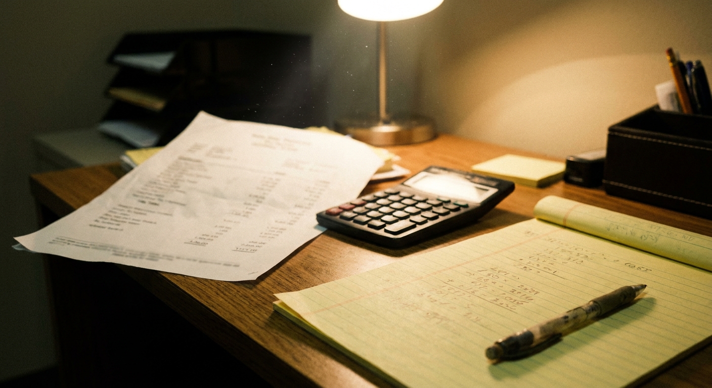 Dental practice financial records on a desk