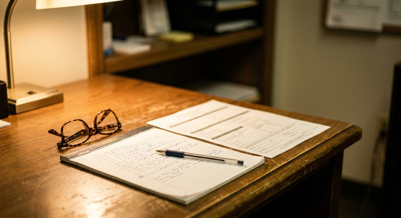 Dental practice financial records on a desk