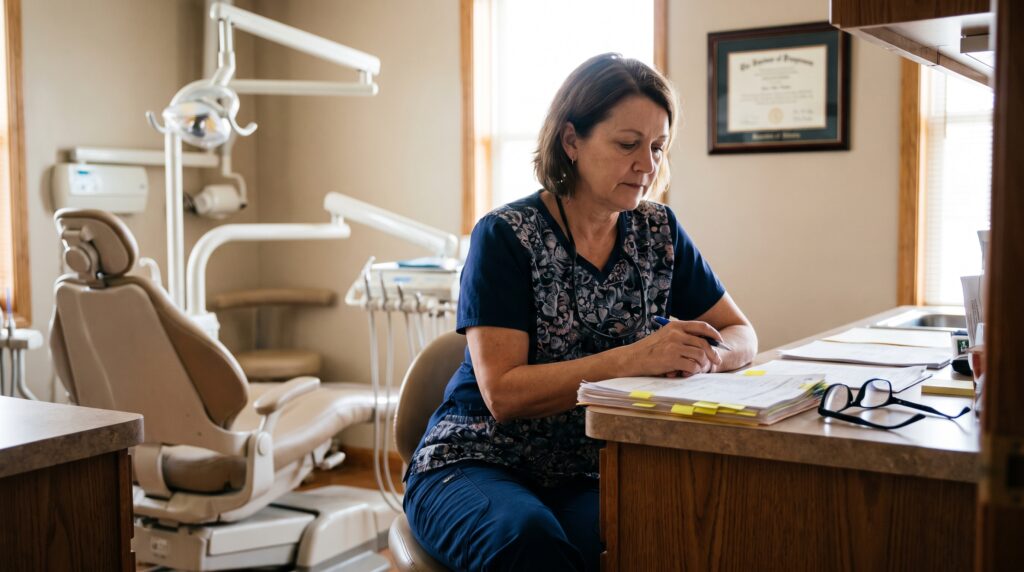 When Your Dental Partner Wants Out: Buy Them Out or Sell Together? - dental practice office scene