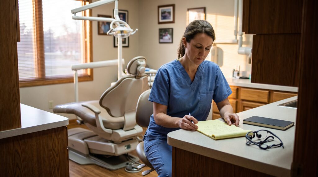 Questions to Ask Before Selling Your Practice to a DSO - dental practice office scene