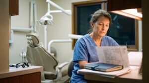 Can You Sell a Dental Practice With Declining Collections? - dental practice office scene