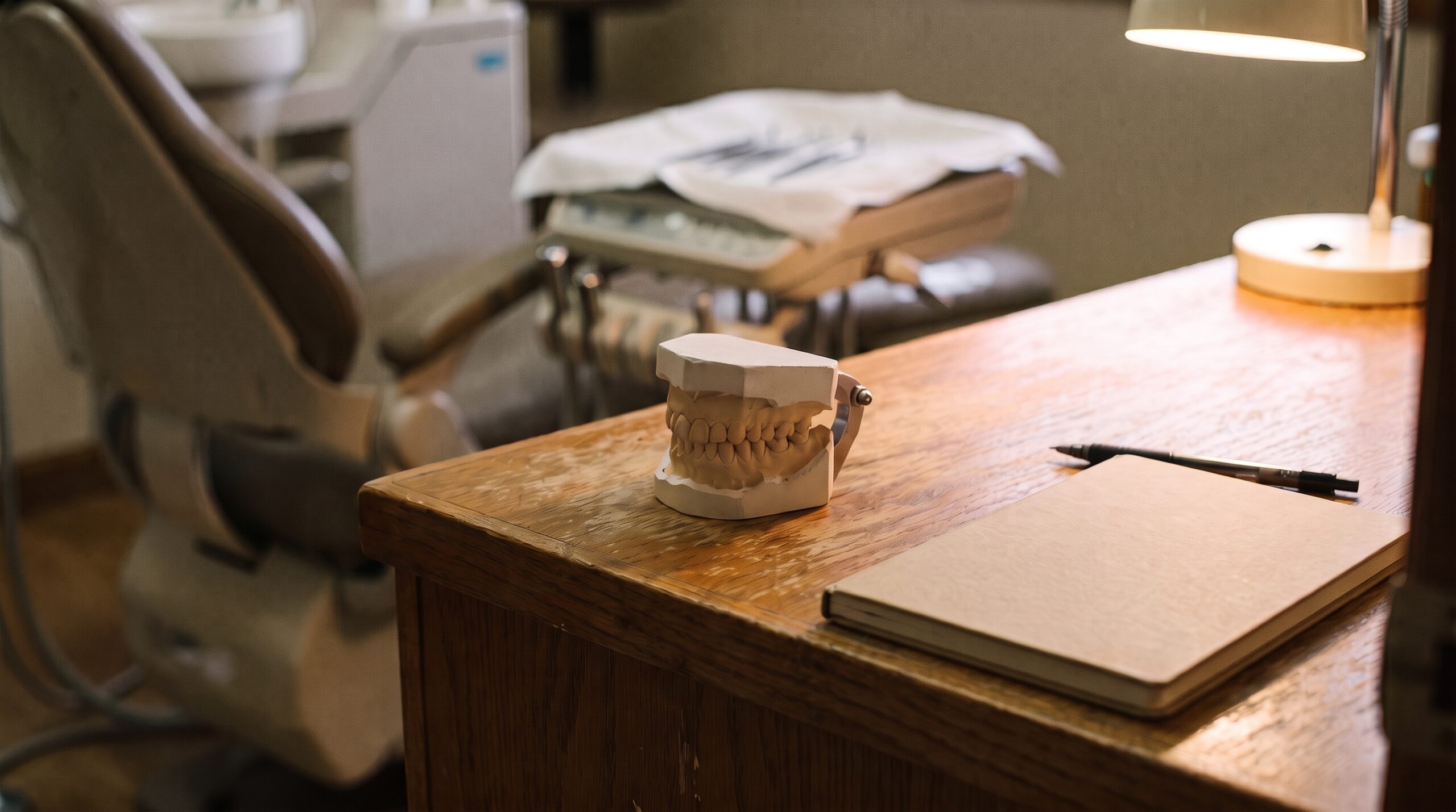Dental practice financial records on a desk